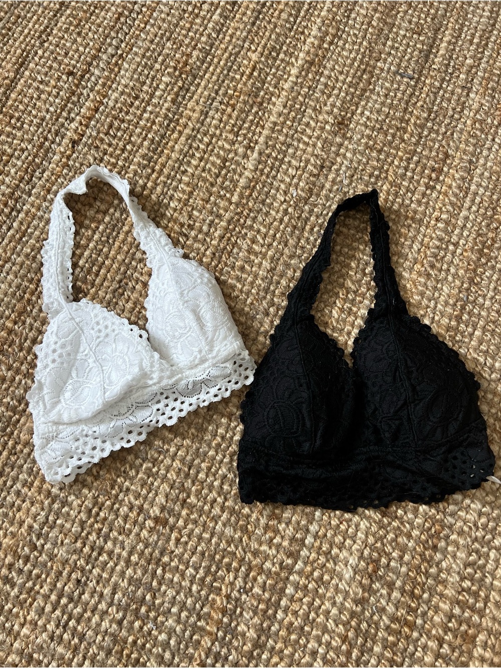 Aeropostale Lace Halter Bralettes - White and Black